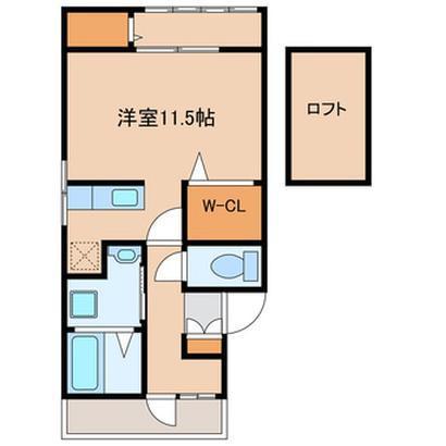 カームメント新町II(1K/2階)の間取り写真