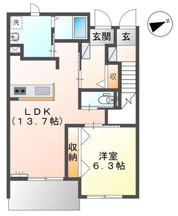 ラフィーネ(1LDK/1階)の間取り写真