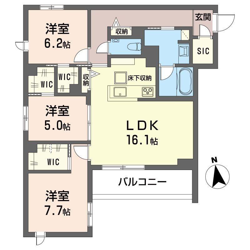 オスタリーハウス(3LDK/1階)の間取り写真