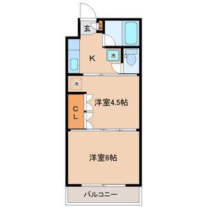 イーグルハイツ高松(2K/2階)の間取り写真