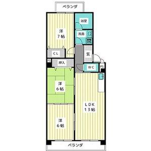 マンションひえい(3LDK/1階)の間取り写真