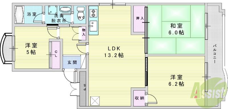 メゾン呉羽の里(3LDK/2階)の間取り写真