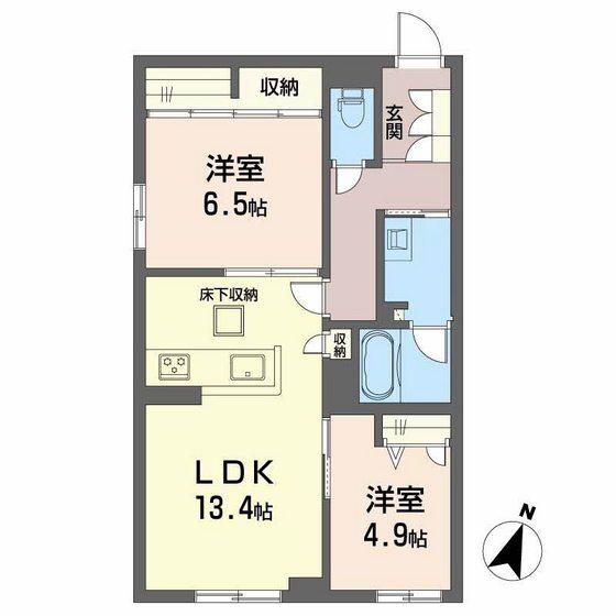 吉見園ベレオ(2LDK/1階)の間取り写真