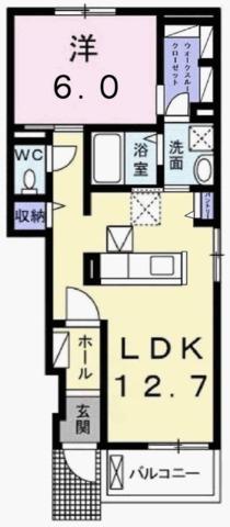 トレスオハス浜の宮(1LDK/1階)の間取り写真