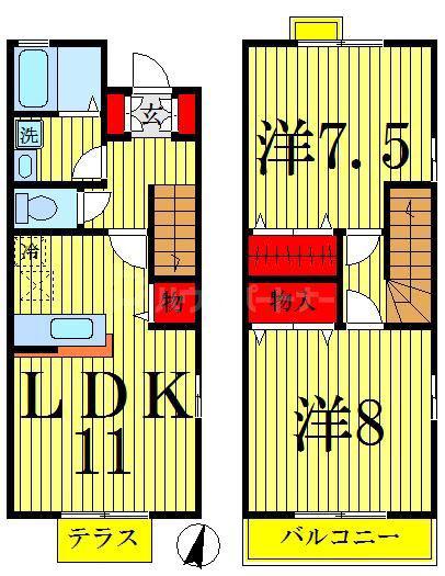 REVEUR本一色(2LDK/1階)の間取り写真