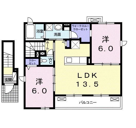 エスペランス(2LDK/2階)の間取り写真