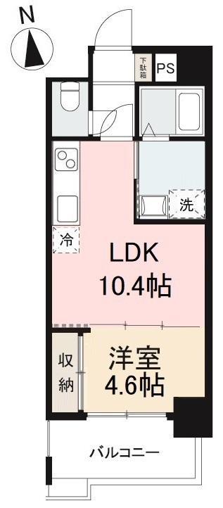 ルポーゼ・セルソ(1LDK/6階)の間取り写真