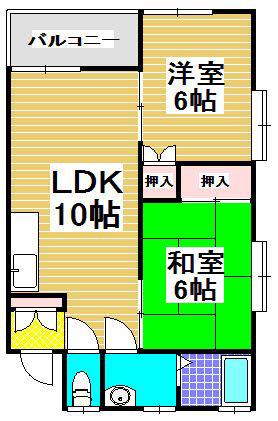 ロアール薬園(2LDK/1階)の間取り写真
