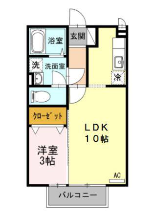 クイール(1LDK/2階)の間取り写真
