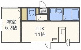 ラ・フォルテS13(1LDK/2階)の間取り写真