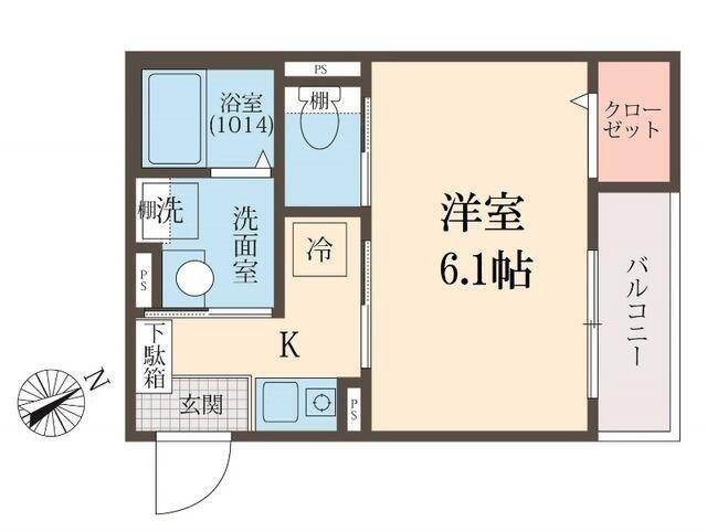 メグリオ新松戸II(1K/2階)の間取り写真