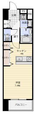 アークデュオ仙台苦竹(1K/1階)の間取り写真