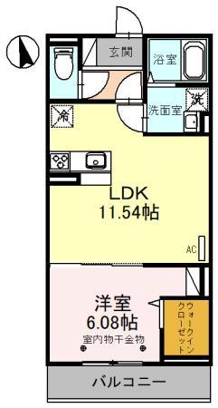 ルピナス(1LDK/1階)の間取り写真