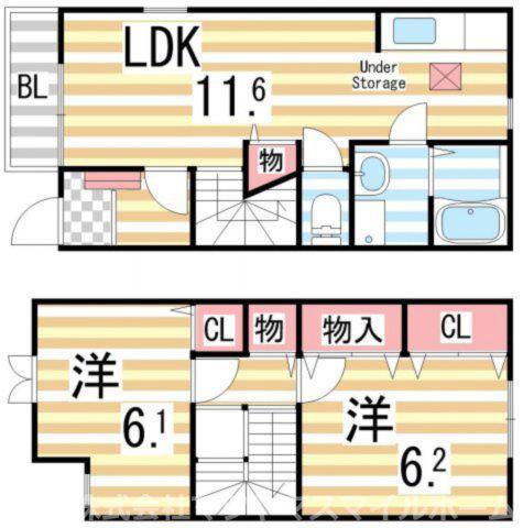 エクセルハイム(2LDK/1階)の間取り写真