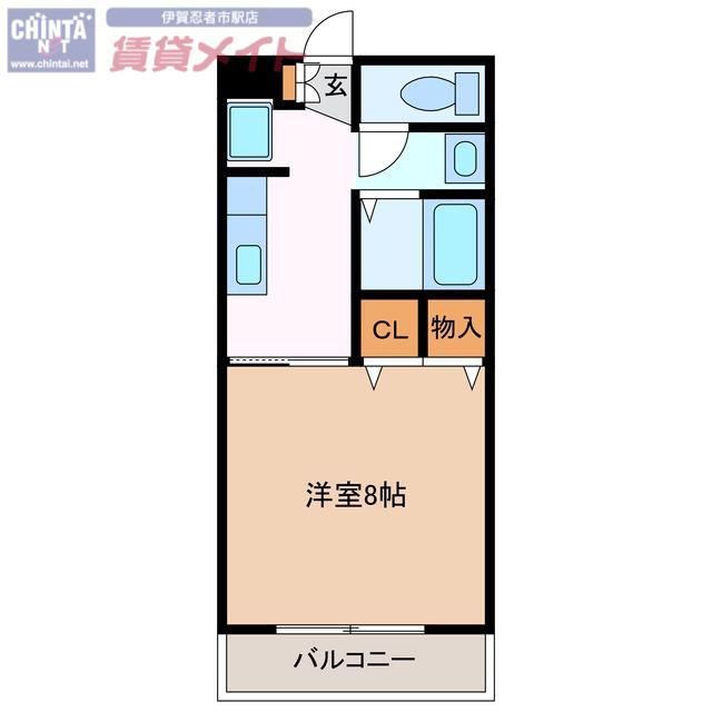 フラット立石B(1K/2階)の間取り写真
