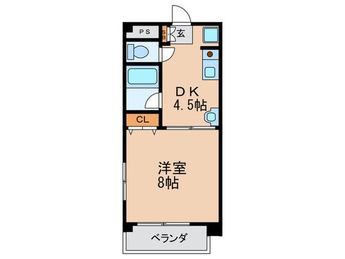 ハートカルム新高(1DK/1階)の間取り写真