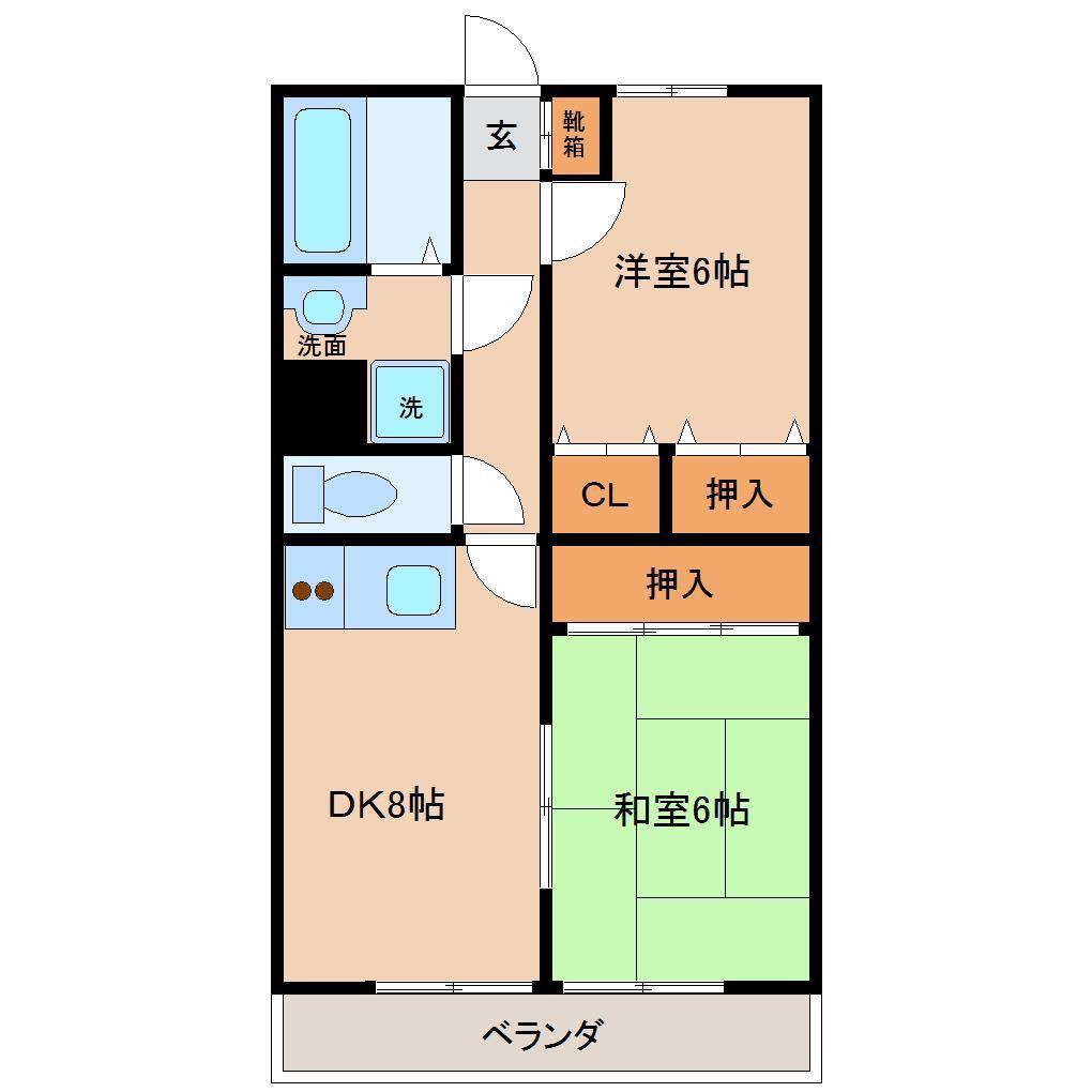 セントーレアI(2DK/2階)の間取り写真