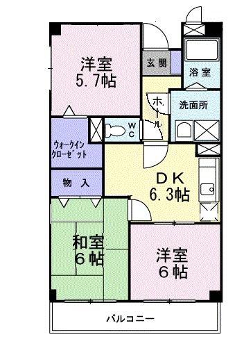 エスポワールいずみ野(3DK/4階)の間取り写真