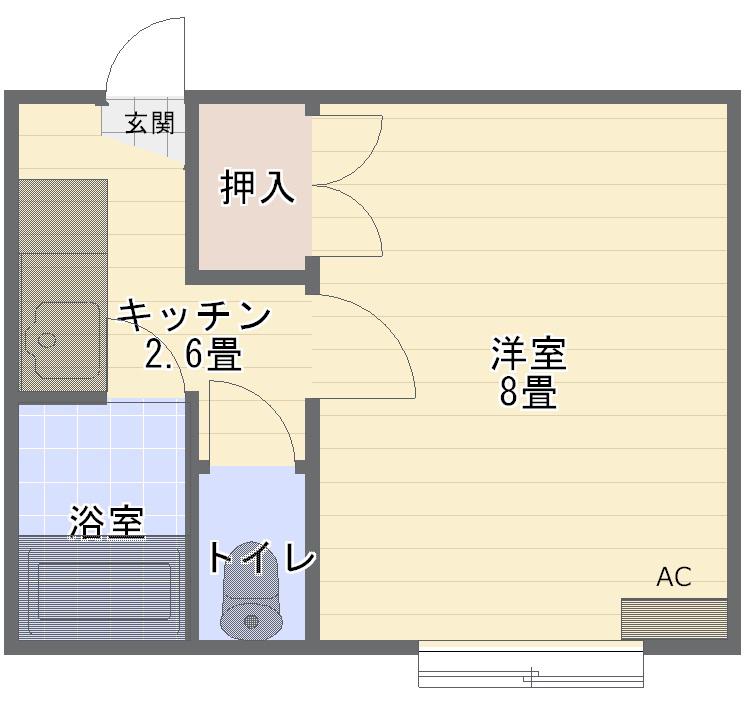 アベニュー広面(1K/1階)の間取り写真