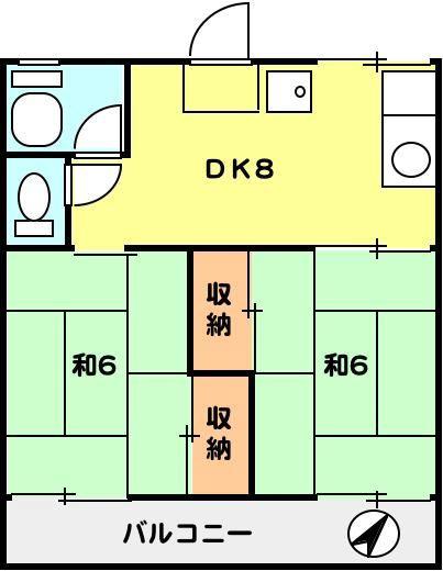 T-NET メゾンドール西原(2DK/2階)の間取り写真