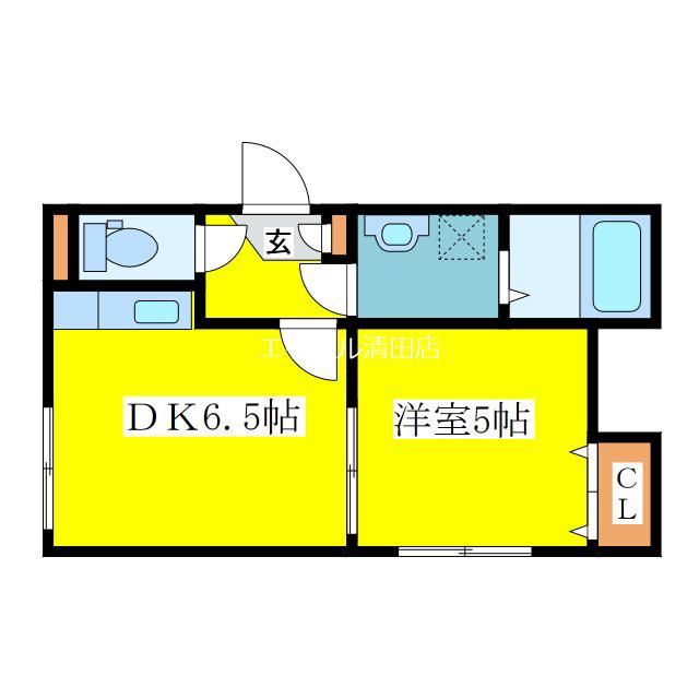 ボヌール南ヶ丘(1DK/1階)の間取り写真