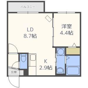 ブルーオーシャン八軒(1LDK/2階)の間取り写真