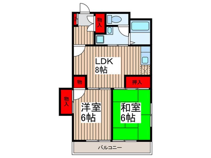 パークサイドハイツ(2LDK/3階)の間取り写真