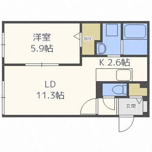 グランメール KIKUSUI(1LDK/2階)の間取り写真