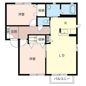 ハイツ中山(2LDK/1階)の間取り写真