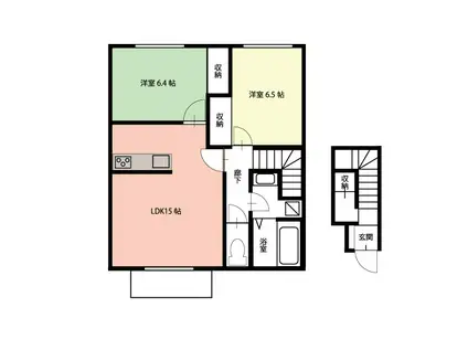 ベルナデット(2LDK/2階)の間取り写真