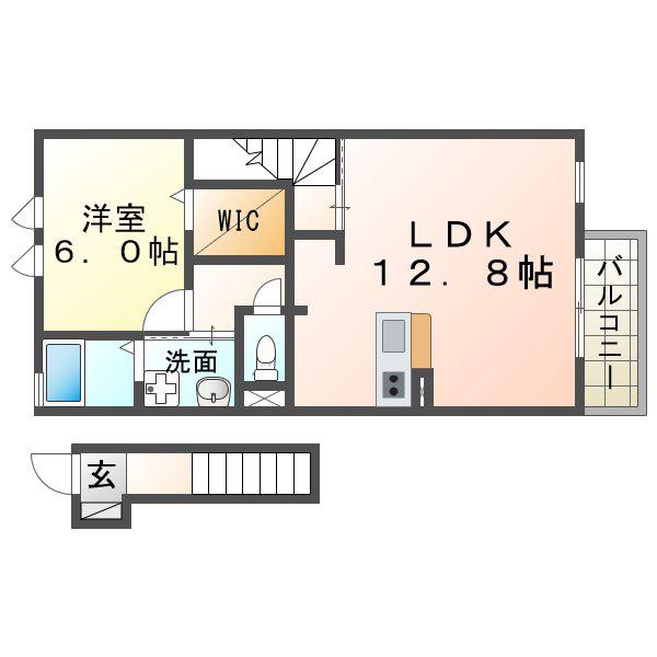MYDERALIFE七松II(1LDK/2階)の間取り写真