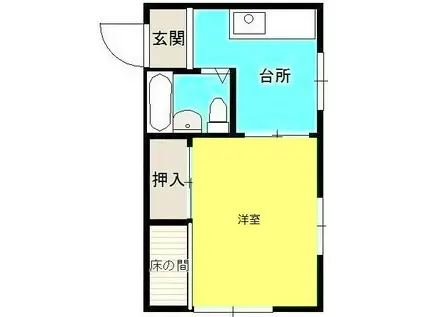 コーポポプラB(1DK/2階)の間取り写真