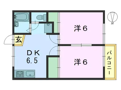 M`Sグリーンハイツ當麻(2DK/1階)の間取り写真