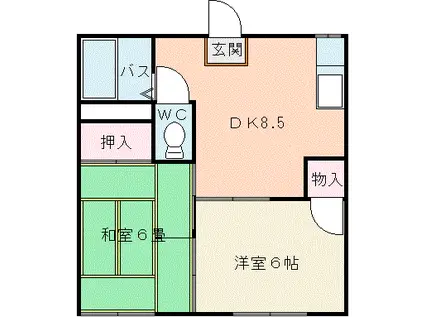 第2すみれ荘(2DK/1階)の間取り写真