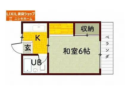 桃源荘C(1K/2階)の間取り写真