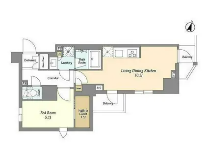 ジオエント山吹神楽坂(1LDK/8階)の間取り写真