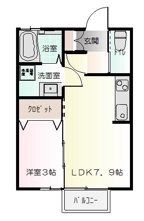 パインズ富塚(1LDK/1階)の間取り写真