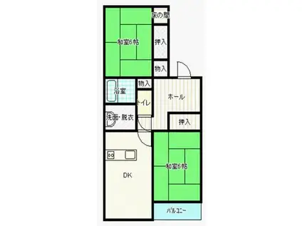 レジデンス亀甲(2DK/2階)の間取り写真