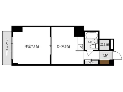 コープ野村万代(1DK/3階)の間取り写真