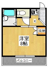 シエログランデ(1K/1階)の間取り写真