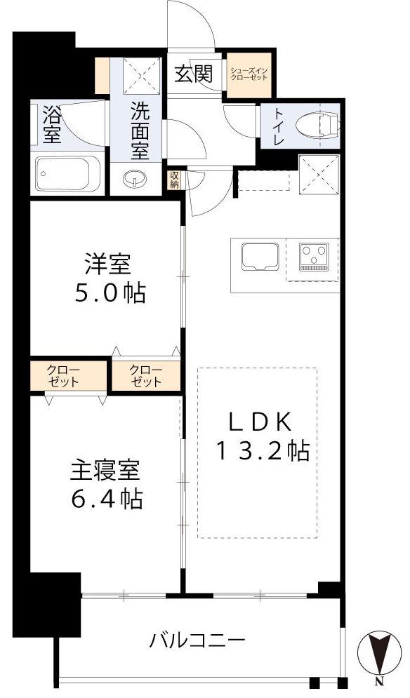 アーバネックス南新町(2LDK/4階)の間取り写真