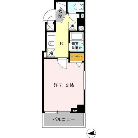 戸山シティーハイツ(1K/3階)の間取り写真