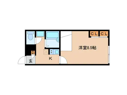 レオパレスK&MII(1K/1階)の間取り写真