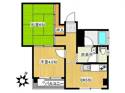 藤原本通ビル(2DK/4階)の間取り写真