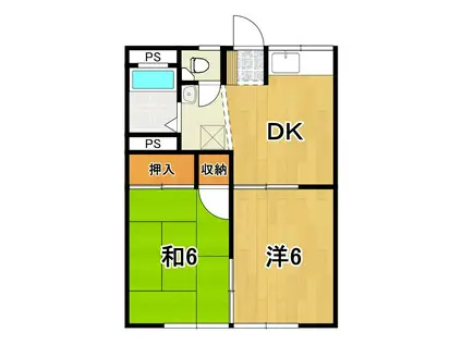 山道ハイツ(2DK/1階)の間取り写真