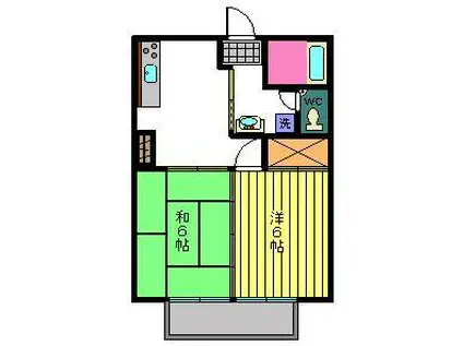 アムールハイム(2DK/1階)の間取り写真