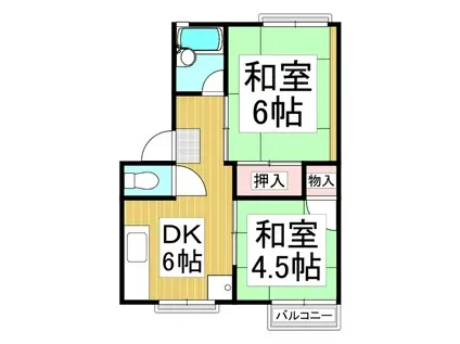 コーポラスカネ京(2DK/2階)の間取り写真