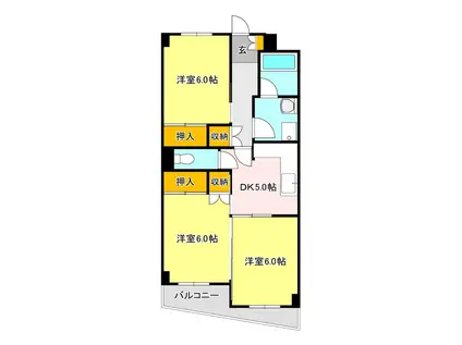 グローバル氏家(3DK/5階)の間取り写真