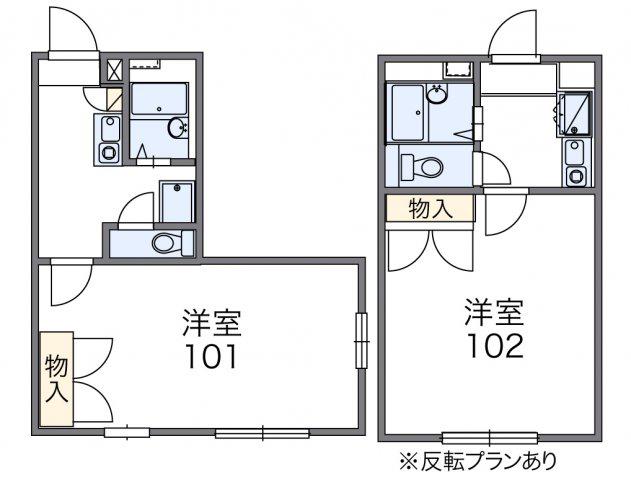 レオパレスK2(1K/1階)の間取り写真