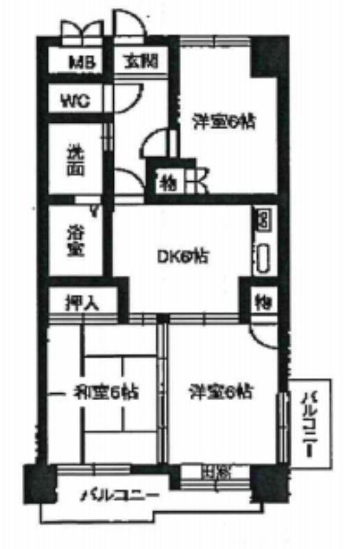 レジデンスマサノ1(3DK/5階)の間取り写真